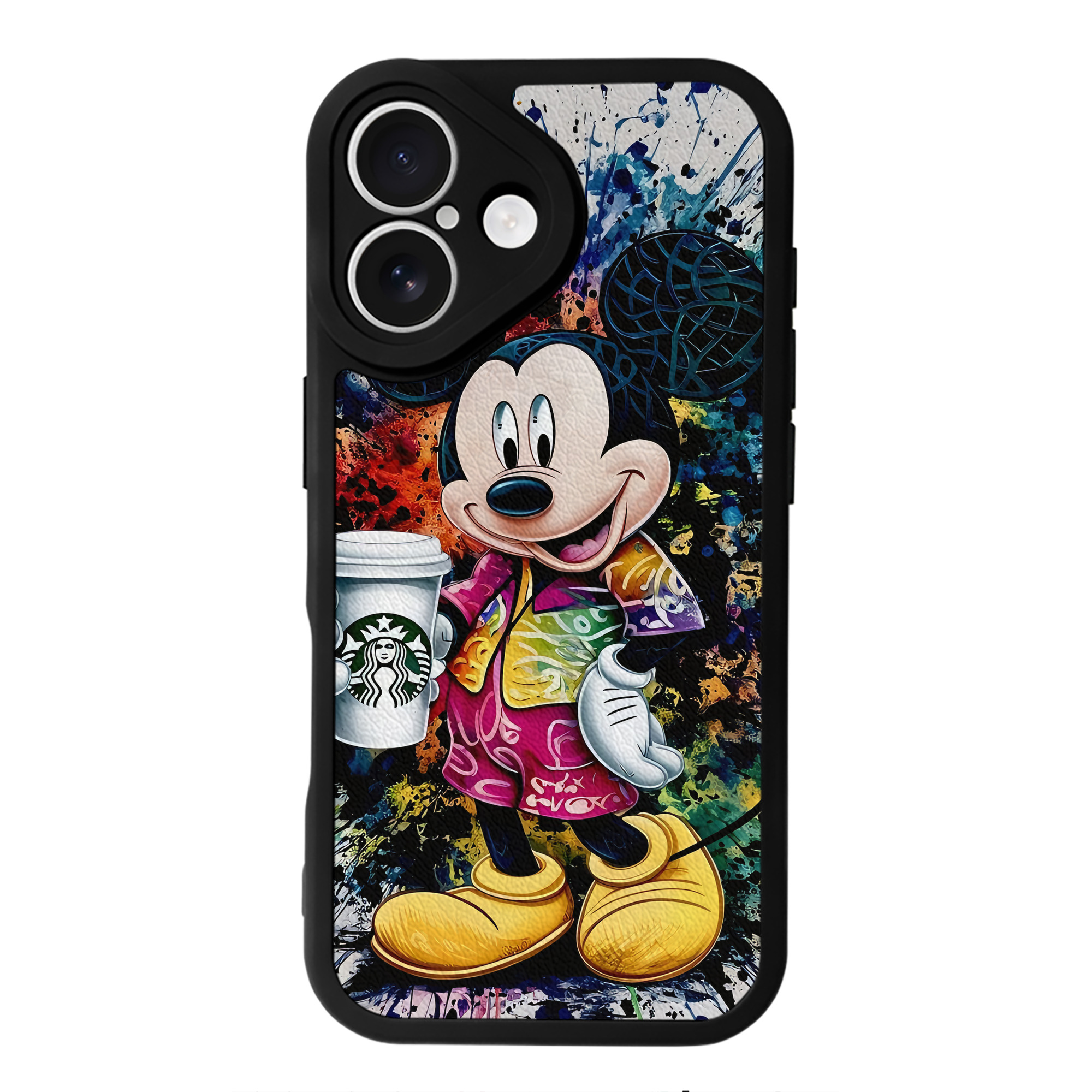 （画像用） ミッキーマウス Mickey Mouse 【iPhone 16シリーズ対応】シリコンスマホケース（レザー調） 材質：シリコン